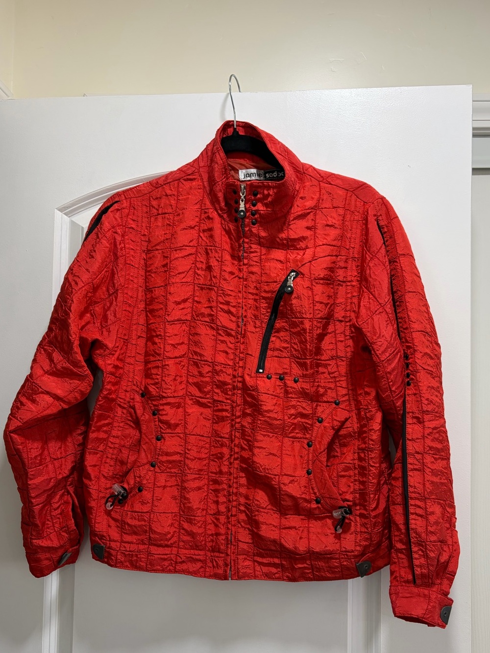 Jamie Sadock Red Crinkle Textured Golf Jacket Full Zip Athleisure Small S